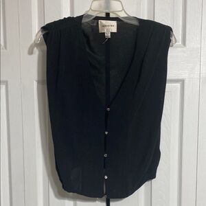 Industry black knit sleeveless button down top shirt vest size XS
